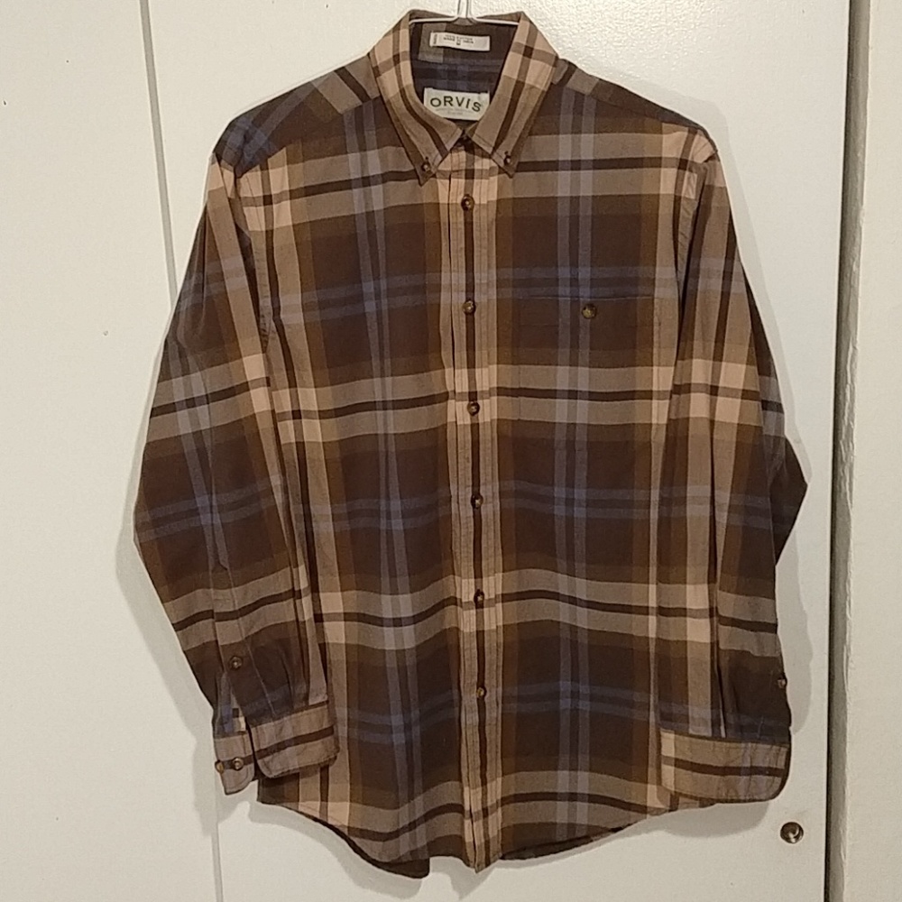 Orvis men's checkered button down shirt size m